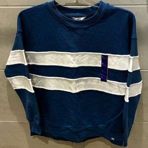 JoyLab Women’s Sweatshirt Blue/White Stripes Oversized Small NWT